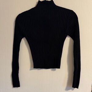 Black Ribbed Turtleneck Sweater